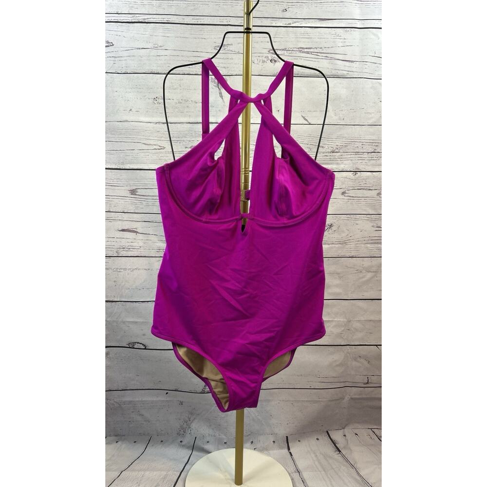 City Chic One Piece Swimsuit Womens Small Plus Size Magenta Underwire
